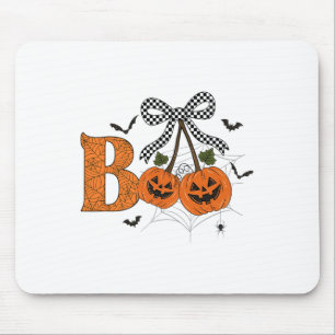 Retro Boo Ghost Pumpkin Cherries Bow Halloween Wom Mouse Mat