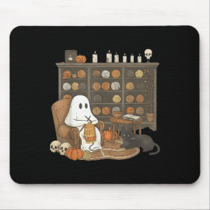 Retro Boo Ghost Yarn Crochet Knitting Halloween So Mouse Mat
