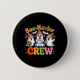 Retro Boo-havior Crew Behaviour Analyst Halloween 6 Cm Round Badge