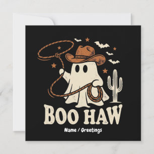 Retro Boo Haw Cowboy Ghost Vintage Halloween Invitation