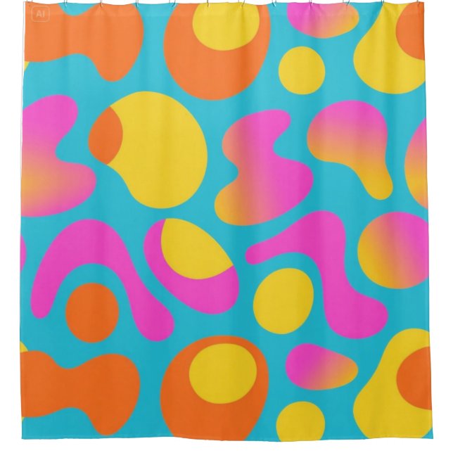 Retro Boogie – Abstract Blob Shower Curtain (Front)