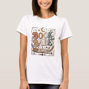 Retro Book Babe Mystical Celestial Witchy Bookish T-Shirt