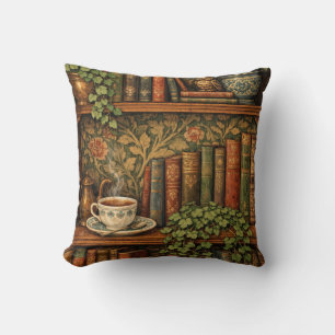 Retro book lover art cushion