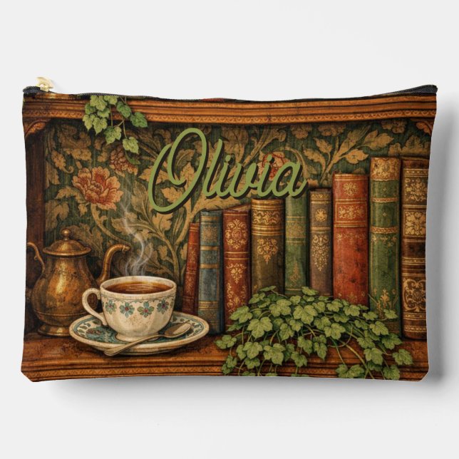 Retro book lover book club  accessory pouch (Front)