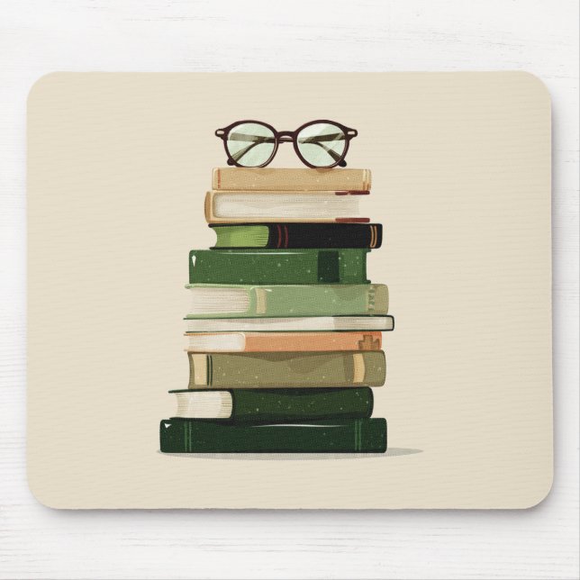 Retro Book Lover Mouse Mat (Front)