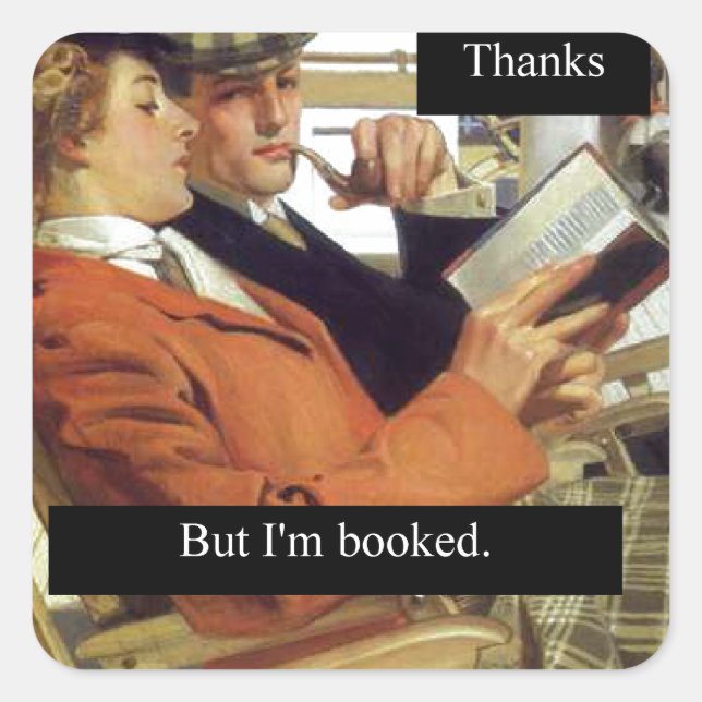Retro Book Lovers Square Sticker (Front)