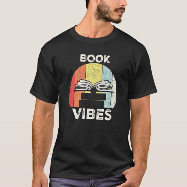 Retro Book Vibes Book Reader  Book T-Shirt (Front)