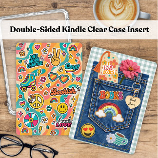 Retro Book Vibes Kindle Double Sided Insert Card