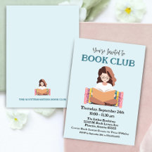 Retro Bookish Book Club Meeting Party Invitation