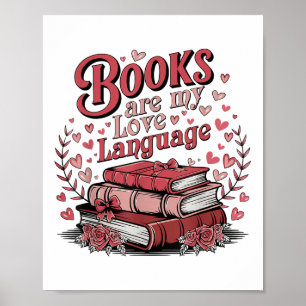 Retro Books Are My Love Language Valentine Book Lo Poster