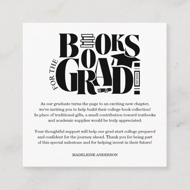 Retro Books For The Grad Graduation Checkerboard Enclosure Card (Front)