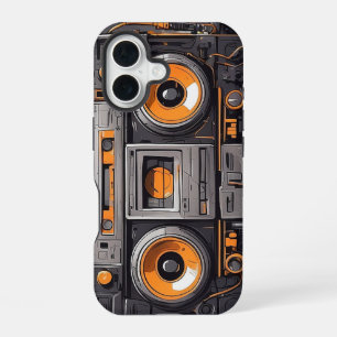Retro Boombox Cassette Player Orange iPhone Case