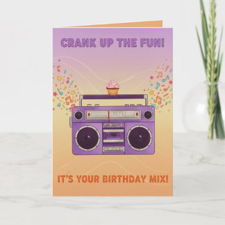 Retro Boombox "Crank Up The Fun" Birthday Card