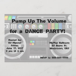 retro boombox dance party customise invitation