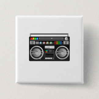 retro boombox ghetto blaster graphic 15 cm square badge