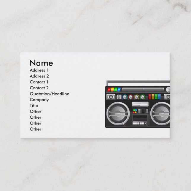 retro boombox ghetto blaster graphic business card (Front)