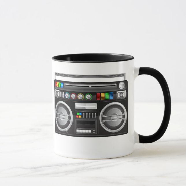 retro boombox ghetto blaster graphic mug (Right)