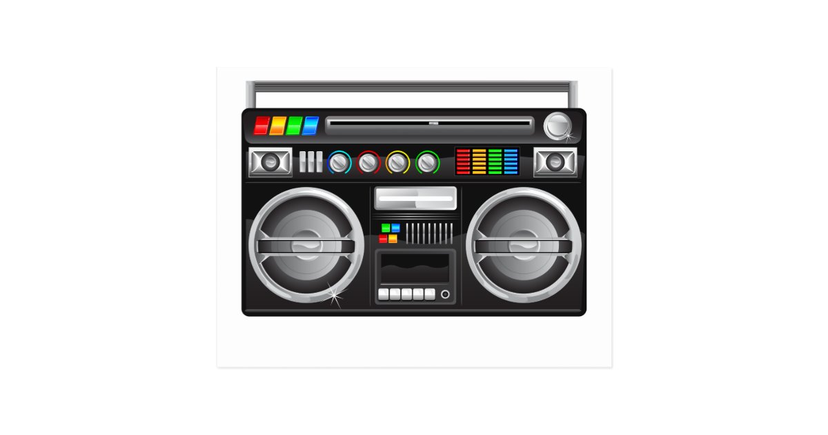 retro boombox ghetto blaster graphic postcard Zazzle.co.uk