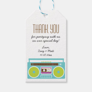 Retro Boombox Indie Mixtape Wedding Blue / Lime Gift Tags