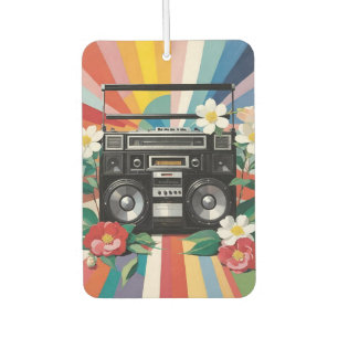 Retro Boombox With Rainbows And Flowers Car Air Freshener
