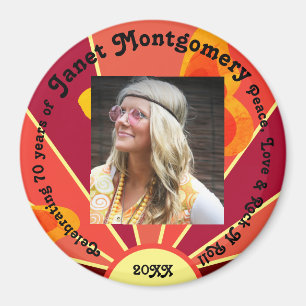 Retro Boomer Hippy Sunrise Photo Birthday Magnet