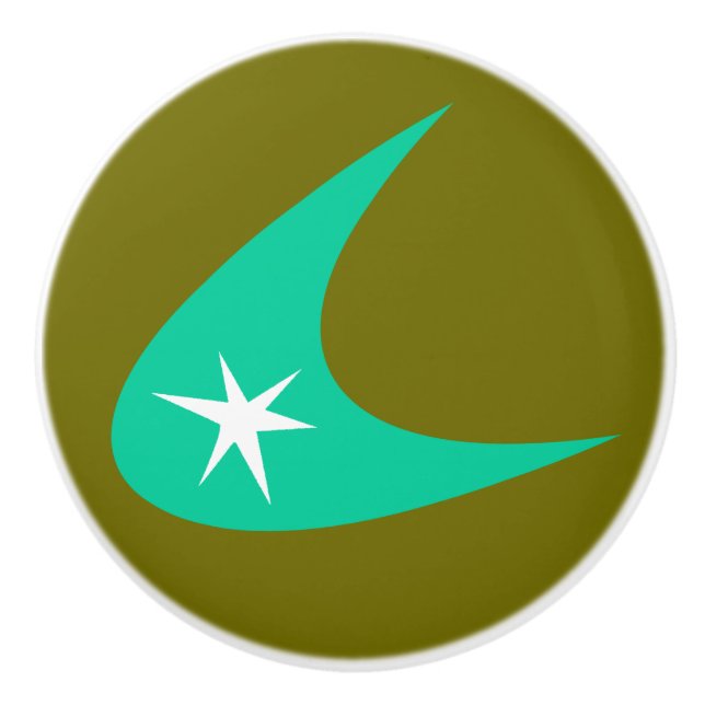 Retro Boomerang Ceramic Knob (Front)