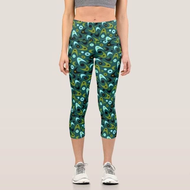 Retro Boomerangs Capri Leggings (Front)