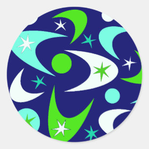 Retro Boomerangs Classic Round Sticker