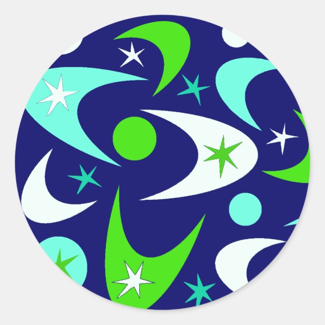 Retro Boomerangs Classic Round Sticker (Front)