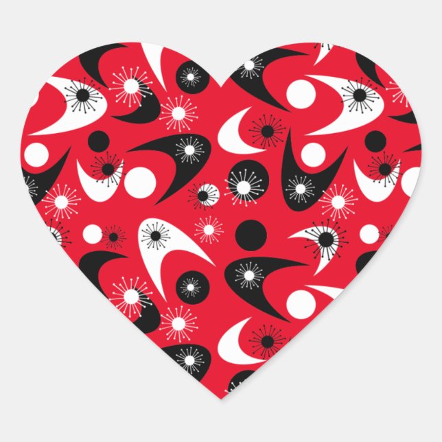 Retro Boomerangs Heart Sticker (Front)