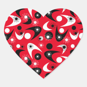 Retro Boomerangs Heart Sticker