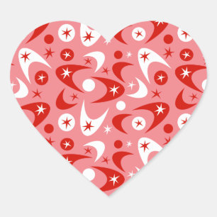 Retro Boomerangs Heart Sticker