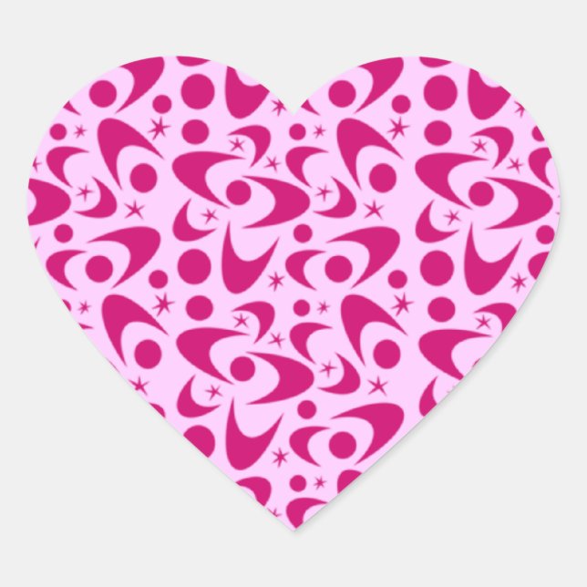 Retro Boomerangs Heart Sticker (Front)