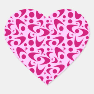 Retro Boomerangs Heart Sticker