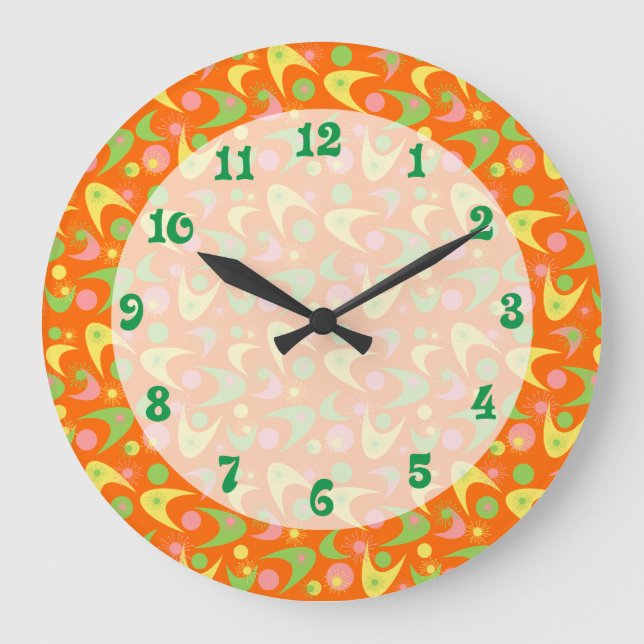 Retro Boomerangs Large Clock (Front)