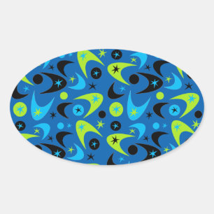 Retro Boomerangs Oval Sticker