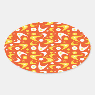 Retro Boomerangs Oval Sticker