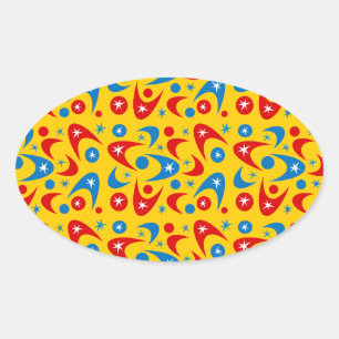 Retro Boomerangs Oval Sticker