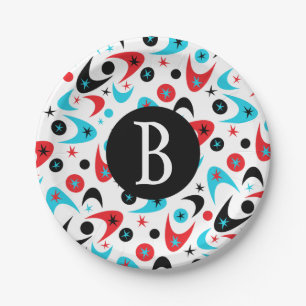 Retro Boomerangs Paper Plate