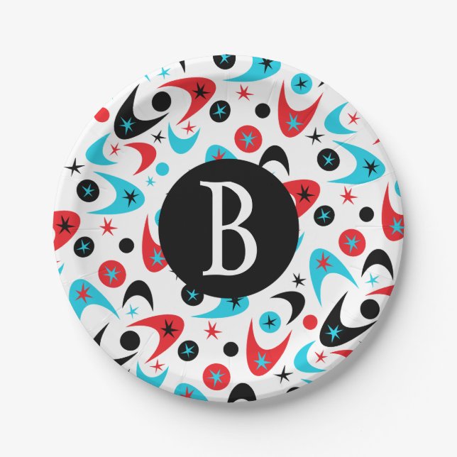 Retro Boomerangs Paper Plate (Front)