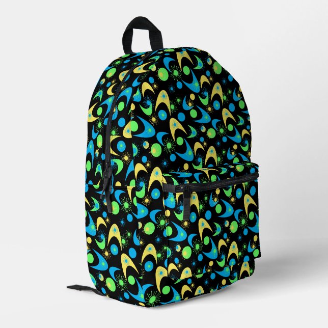 Retro Boomerangs Printed Backpack (Back Corner Left)