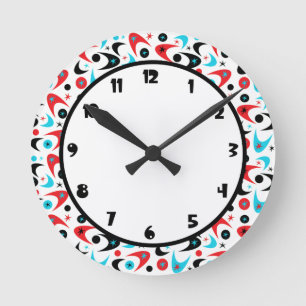 Retro Boomerangs Round Clock