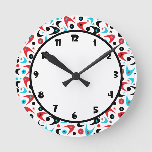 Retro Boomerangs Round Clock (Front)