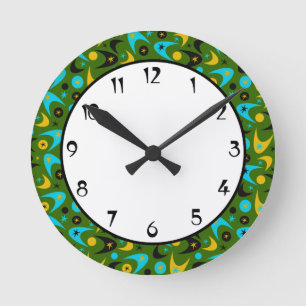 Retro Boomerangs Round Clock