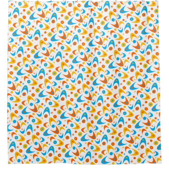 Retro Boomerangs Shower Curtain (Front)