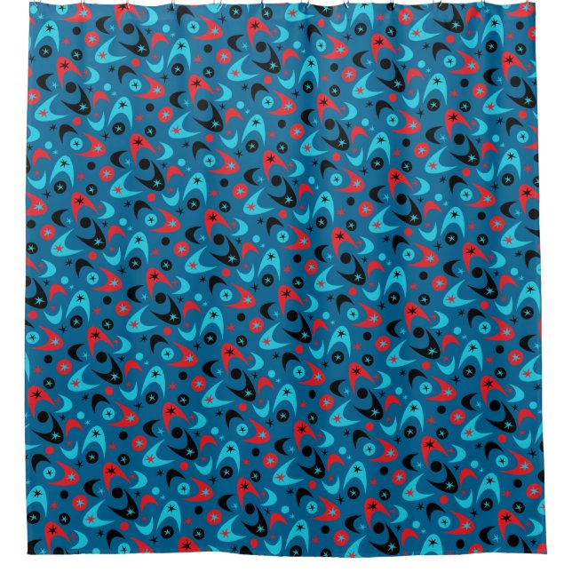Retro Boomerangs Shower Curtain (Front)