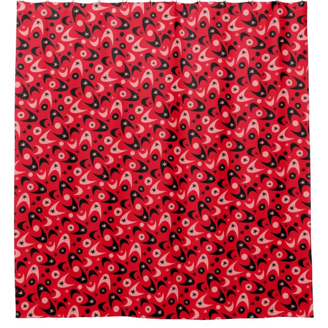 Retro Boomerangs Shower Curtain (Front)