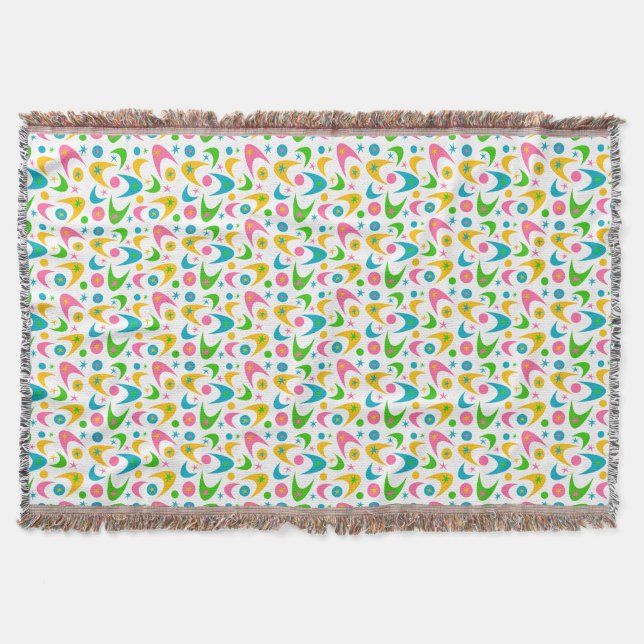 Retro Boomerangs Throw Blanket (Front)