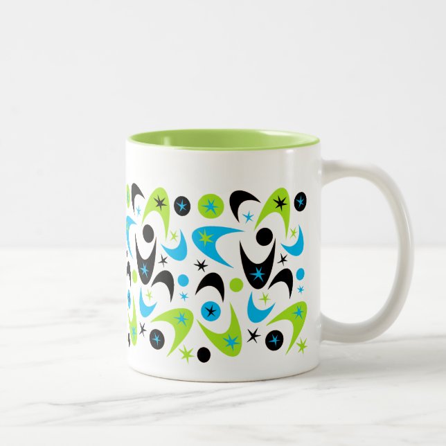 Retro Boomerangs Two-Tone Coffee Mug (Right)