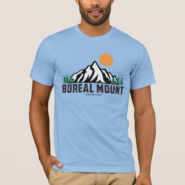 Retro Boreal Mountain Sunset T-Shirt (Front)